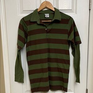 Columbia Olive and Chocolate Striped Long Sleeve Shirt. Size Boys XL Youth .